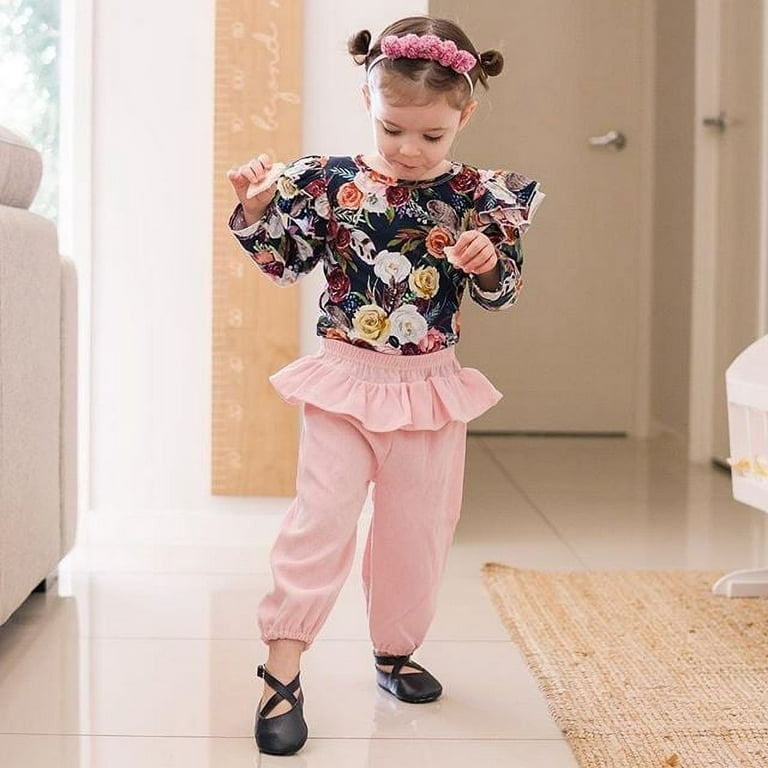 2019 Toddler Little Baby Girls Ruffle Floral Long Sleeve Tops