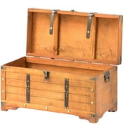 Vintiquewise Large Wooden Storage Trunk with Lockable Latch, Distressed Rustic Multicolor Wood