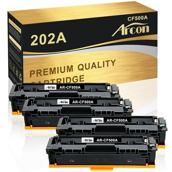 Arcon 4-Pack Compatible Toner works with HP 202A CF500A Color LaserJet Pro MFP M254dw M254dn M254nw M281fdw M281fdn M281cdw M280nw Printers (Black)