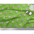 thumbnail image 2 of Soimoi Green Rayon Fabric Skates & Owl Cartoon Print Sewing Fabric Yard 42 Inch Wide, 2 of 3
