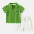 thumbnail image 2 of Ahuyic Kids Summer Casual Outfits,Unisex Toddler Short Sleeve Two-Piece Set,Summer Fashion Boys' Casual Turndown Collared Botton Solid Color Short-Sleeved Top And Shorts Sets, 2 of 5