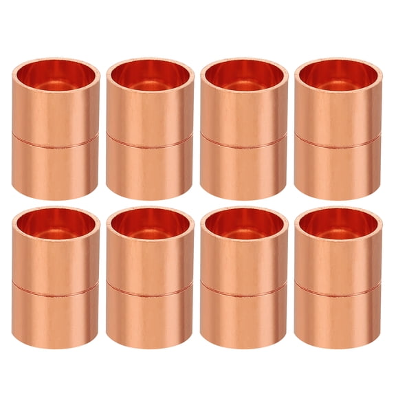 Uxcell 15mm ID Copper Coupling Fittings, 8 Pcs Rolled Tube Stop Straight Pipe Fitting Welding Joint for HVAC