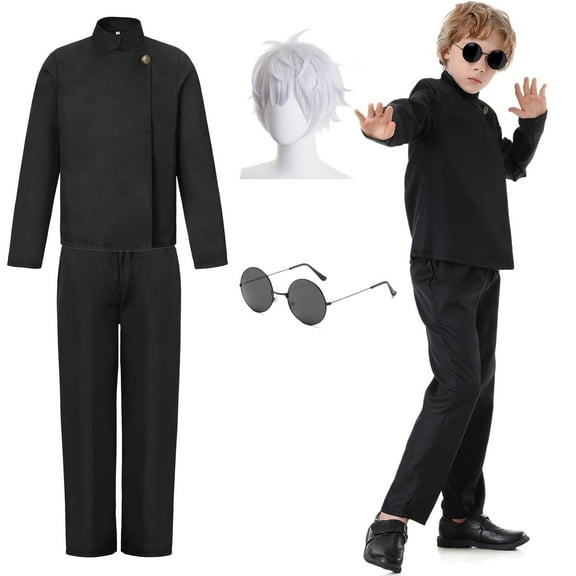 Litotal Jujutsu Kaisen Outfit Halloween Clothes Kids,Anime JJK Clothes Dress Halloween Outfit Clothing Party Dress Up Performance Clothes Polyester,Kids Boys Gojo Satoru