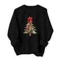 thumbnail image 4 of Guzom Womens Christmas Tree Patchwork Sweatshirt - 100% Polyester Long Sleeve Crew Neck, Bow & Star, Black (XS-XL),Size L, 4 of 5