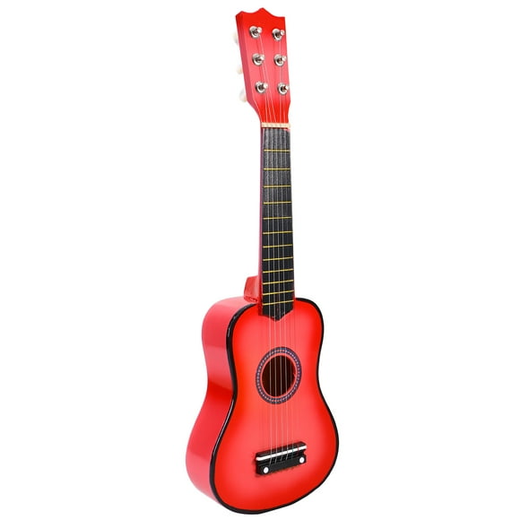 Guitarra acústica de 21 pulgadas, tamaño pequeño, portátil, de madera para niños (rosa)