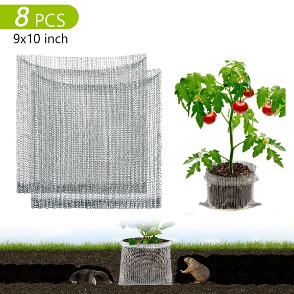 Tripumer 8 Pcs 1 Gallon Stainless Steel Root Guard Baskets Vole Gopher Plant Protectors for Spring Planting Berries Vegetables