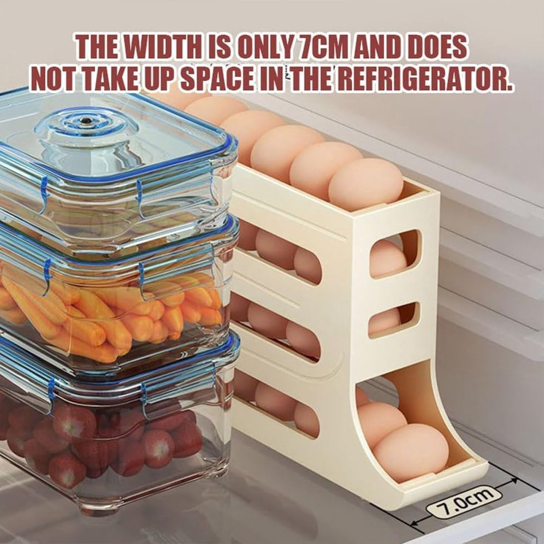 Four-Layer Egg Storage Rack, 4 Tiers Egg Holder for Fridge, Can Store 30 Eggs, Home Four-Layer Egg Holder, Egg Holder for Fridge, Suitable for Kitchen, Cabinets (2Pcs-B)
