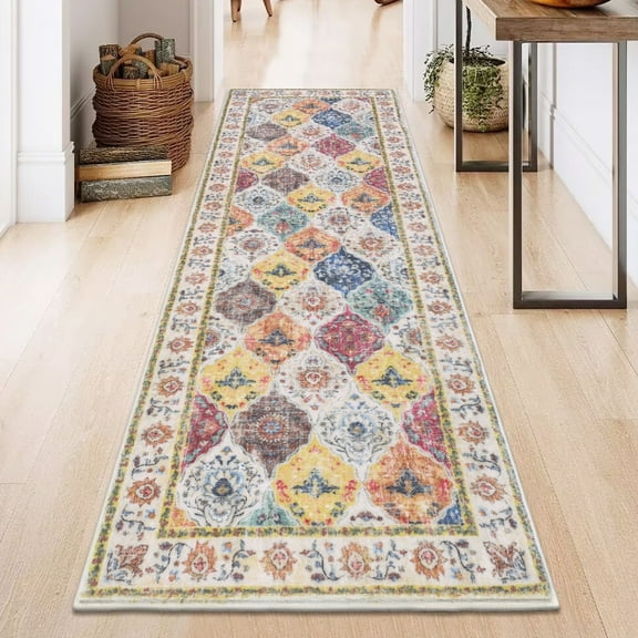 2' x 6' Boho Runner Rug Non Slip Washable Soft Carpet Area Rug for Entryway Hallway Kitchen Bedroom