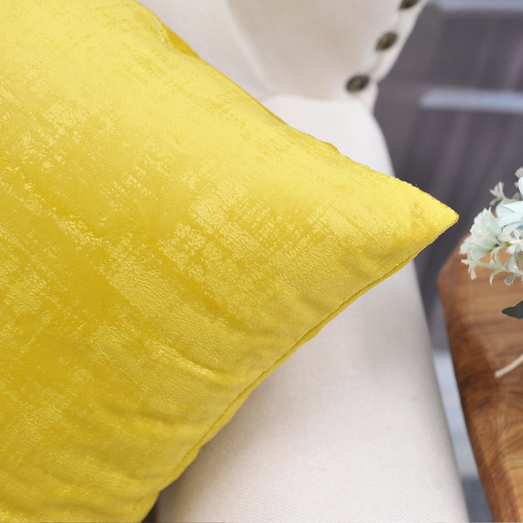 Home Soft Things Textured Velvet 4 Piece Throw Pillow Cover Set - Sulphur - 20" x 20"
