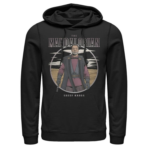 Men's Star Wars: The Mandalorian Greef Karga Portrait Pull Over Hoodie Black Small
