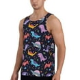 thumbnail image 2 of Fotbe Cartoon Dinosaur Pattern Men's Quick Dry Workout Tank Top Gym Muscle Tee Fitness Bodybuilding Sleeveless T Shirt Breathable Workout Shirt-4X-Large, 2 of 9
