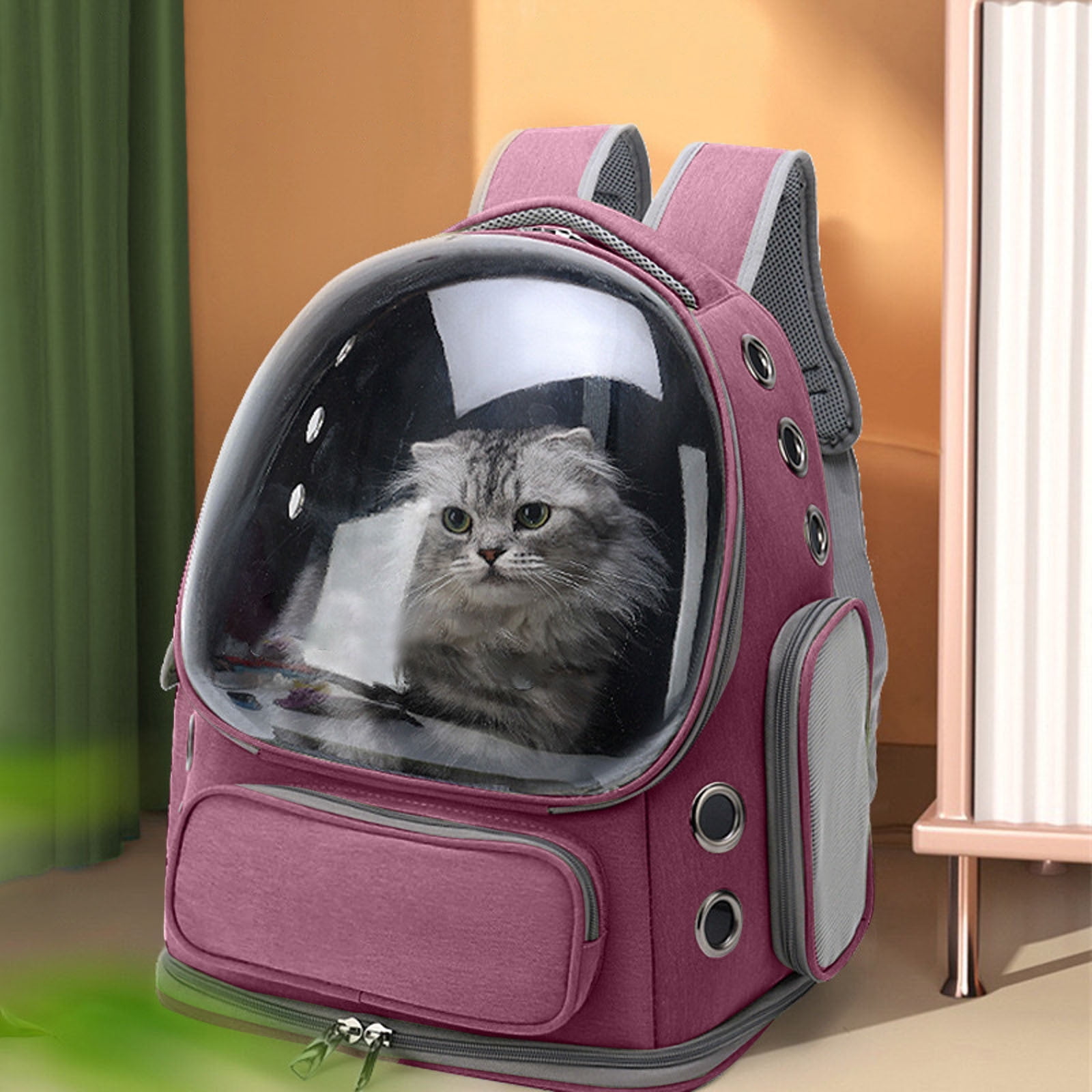 Large Transparent Cat Backpack For Outdoor Travel Hiking And Camping With Breathable Spacious Design For Small Up To 15lbs