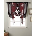 thumbnail image 2 of Southwestern Red Black Tie Up Curtains for Kitchen Bathroom Bedroom Windows 45 Inch Length, Boho Ethnic Geometric Balloon Drape Curtains Shade Rod Pocket Drapery Curtain Panel, 42"x45", 2 of 7