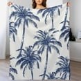 thumbnail image 4 of Indigo Blue Palm Tree Blanket Navy Blue Palm Tree Soft Warm Throw Blankets 30"x40" Flannel Cozy Warm Plush Lightweight Throw Blanket for Couch Bed Sofa Gift Idea, 4 of 6