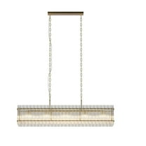 Modern Rectangular Crystal Glass Chandelier 10 Light Gold Contemporary Pendant Ceiling Light for Kitchen Island Dining Room Living Room