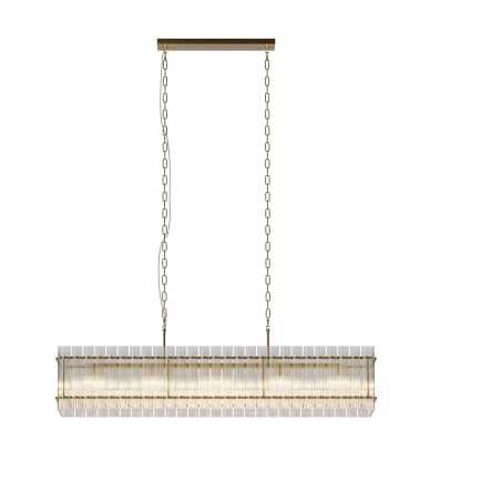 Modern Rectangular Crystal Glass Chandelier 10 Light Gold Contemporary Pendant Ceiling Light for Kitchen Island Dining Room Living Room