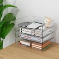 thumbnail image 5 of Paper Organizer Letter Tray, 4 Pack Acrylic Stackable Desk File Organizer,Clear File Organizer for Desk, Office Organizer for File Paper, Ipad, Letter, A4 Office File, Books, Notes, Paper Folder, 5 of 8