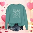 thumbnail image 1 of Mceream Valentines Chandails en Molleton pour Femmes Mode Imprimé Cœur Graphique Manches Longues Chemises Col Rond Surdimensionné Chandail Grande Taille Vert Menthe G, 1 of 5