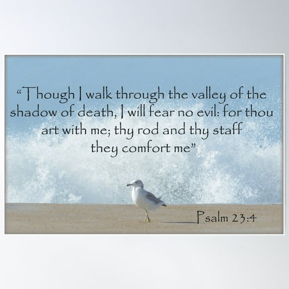 Psalm 23:4 Poster Wall Art, Modern Wall Decor For Living Room Bedroom, 8x12 UNFRAMED