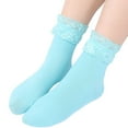 thumbnail image 7 of WTXUE Socks for Women, 1 Pairs Women Summer Soft Solid Lace Splice Socks Medium Stockings Socks, White, 7 of 7