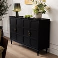 thumbnail image 3 of ZOSQUARE 55" Sideboard Storage Cabinet with 4 Storage Doors and 2 Adjustable Shelves, Black Accent Cabinet with Antique Hardware, Credenza Cabinet with Storage for Living Room, 3 of 6