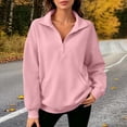 thumbnail image 2 of hoksml Women's Collared Sweatshirt, Half Button Long Sleeve Pullover Top with Pockets, Loose Fit Solid Color Casual, 2 of 8