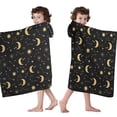 thumbnail image 4 of Black Moon Star Constellation Pattern Hooded Bath Towel，60"x35" for Ages 3 To 12 Kids, Quick Dry Lightweight Soft Microfiber Hood Beach Towel Cover Up for Kids, 4 of 7