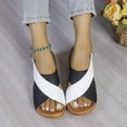 thumbnail image 6 of BLTIBY Platform Wedge Sandals for Women Comfortable Summer Beach Sandal Open Toe Thick Heeled Cross Slingback Sandal with Adjustable Double Buckle 2025 Black 9.5, 6 of 9