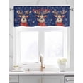 thumbnail image 2 of Christmas Elk Linen Curtain Valance for Bedroom/Bathroom/Kitchen/Office/Living/Dining Room Window,Xmas Deer Blue Winter Snowflake Rod Pocket Topper Decorative Cafe Drapes Panel 54"x18", 2 of 6