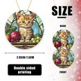 thumbnail image 2 of Funny Christmas Ornament,Stained Glass Of Adorable Kitten Sitting On The Table With Fruits,Xmas Round Ceramic Pendant, 2 of 6