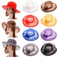 thumbnail image 4 of Walbest Fashion Women Lace Wide Brim Flower Flat Sun Hat Wedding Tea Party Church Cap, 4 of 7