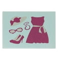 thumbnail image 3 of Fashion Cutting Board, Pastel Colored Dress Hat with a Ribbon High Heels and Necklace Woman Clothing, Decorative Tempered Glass Cutting and Serving Board, Small Size, Pale Peach Pink, by Ambesonne, 3 of 5