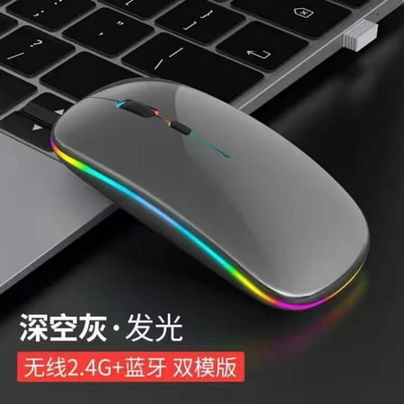 Bluetooth LED 2.4G Wireless Mouse Luminous Slim Design for Laptop – Space Gray