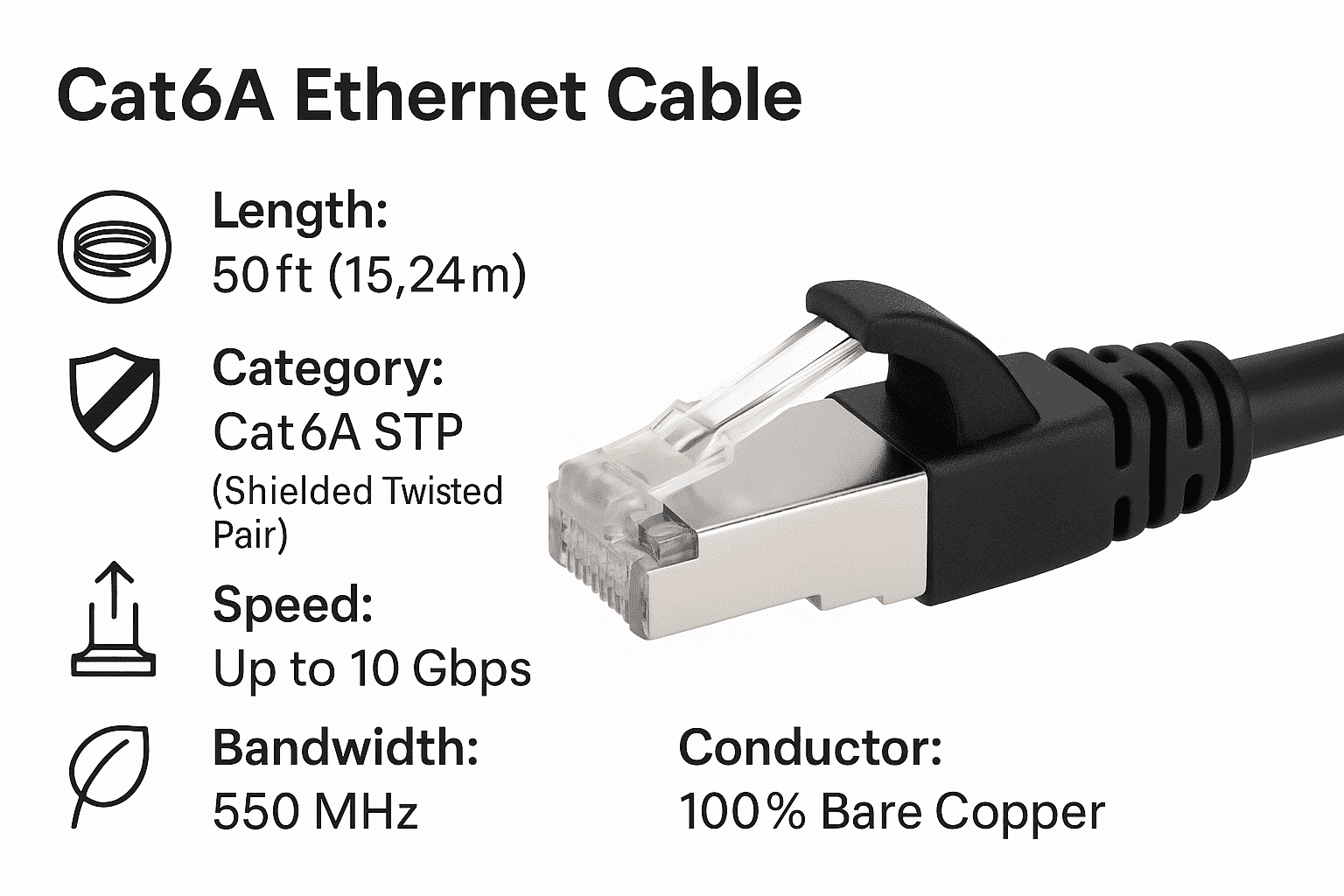 SANOXY (Commercial) 50 feet Ethernet Cables-Networking Cables CAT6A SHIELDED RJ45 15M/50'