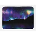thumbnail image 1 of Aurora Forest Bath Mat, Illustration with Aurora Borealis in the Sky over Night Woodland, Plush Bathroom Decor Mat with Non Slip Backing, 29.5" X 17.5", Multicolor, by Ambesonne, 1 of 2