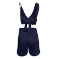 thumbnail image 5 of REORIAFEE Women Suits Fashion Suits Date Night Outfit Women's Summer Suit Tops Shorts Fashion Casual Two Piece Sets Dark Blue L, 5 of 7