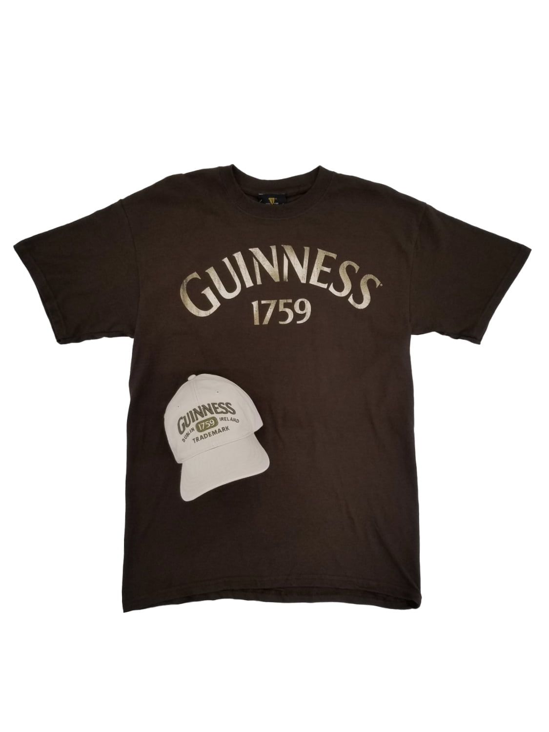 Black Guinness 1759 hat with white T shirt with Guinness extra stout 1759 NEW 