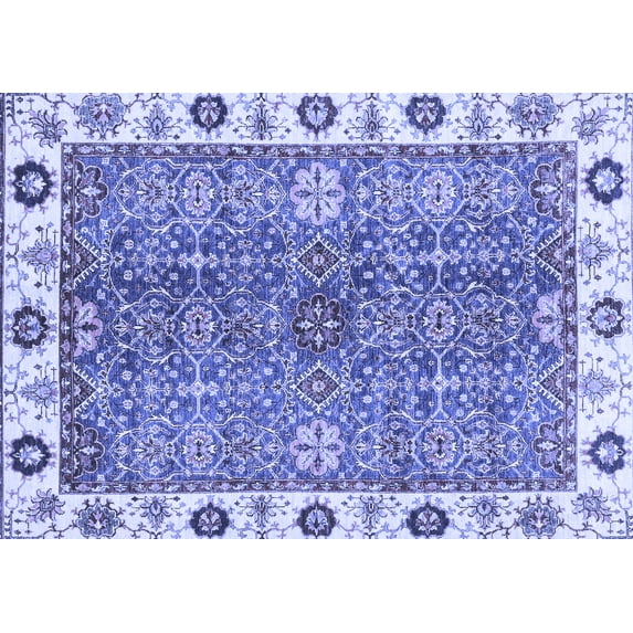 Ahgly Company Machine Washable Indoor Rectangle Oriental Blue Traditional Area Rugs, 6' x 9'