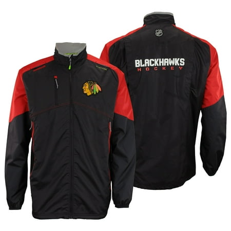 Reebok NHL Hockey Men's Chicago Blackhawks Center Ice Kinetic Fit Full Zip Jacket, Black