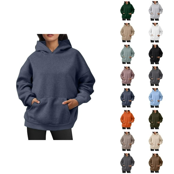 Womens Hoodie 2025 Fall Winter Oversized Blank Plain Basic Hoodies with Pocket Hooded Sweatshirt Hoodie Women Pullover