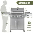 thumbnail image 3 of Bestfire 5 Burner Propane Gas Grill with Side Burner,Stainless Steel BBQ Grill & Porcelain-Enameled Cast Iron Grates,58,000 BTU Cabinet-Style Cart Design for Outdoor Backyard Cooking,Garden and Patio, 3 of 7