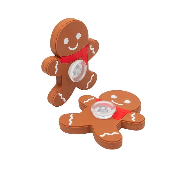 Fun Express 2 1/4" x 2 1/2" Gingerbread Man Plastic Fidget Spinners - 12 Pieces