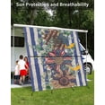 thumbnail image 3 of 4th of July RV Awning Sun Shade Screen 9'X7' Retro Flower Mesh Sunscreen Eucalyptus Leaf Blue Striped Awning Shade Screen with Zipper UV Blocker Completed Kits Outdoor Canopy for RV Motorhome Camper, 3 of 7