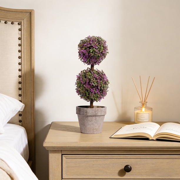 Adornos De Plástico 1 pieza de planta artificial en forma de bola de boj sintético para decoración de interiores y exteriores, ideal para el hogar, la oficina o la mesa (morado). Rkxzt