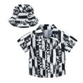 thumbnail image 2 of ibiyuan Boys Polo Shirt Patterned Button Closure Letter Print Short Sleeve Pocket Shirts Comfortable & Soft Preppy Tops Kids Summer Clothing,7-8 Years, 2 of 6