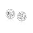 thumbnail image 1 of 14k White Gold Diamond Cut Flat Design Stud Earrings, 1 of 2