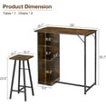 thumbnail image 3 of Bar Table and 2 Chairs Set, 3 Piece Dining Table Set with 3 Tier Storage Shelves, Wood Counter Height Bar Table and Stools Set, Pub Table Set for Apartment, Living Room, Kitchen, Retro Color, 3 of 9
