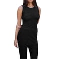 thumbnail image 3 of Biekopu Women Summer Pants Outfits Solid Color Textured Tank Tops Elastic Waist Long Pants 2 Pieces Set, 3 of 7