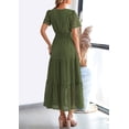 thumbnail image 2 of Vestido largo PRETTYGARDEN para mujer 2025 con cuello en V y ojales, color verde militar, 2 of 8