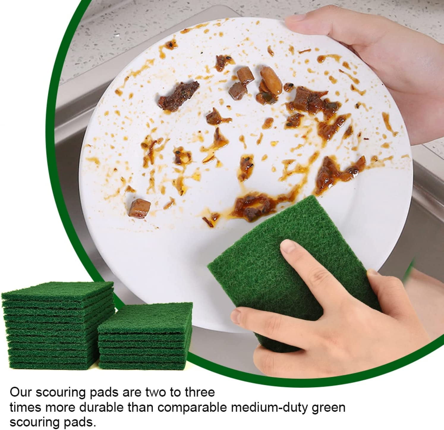 Green Polyester Small Band Pack, Polyster Scrub Pad, 10pc Per Pack
